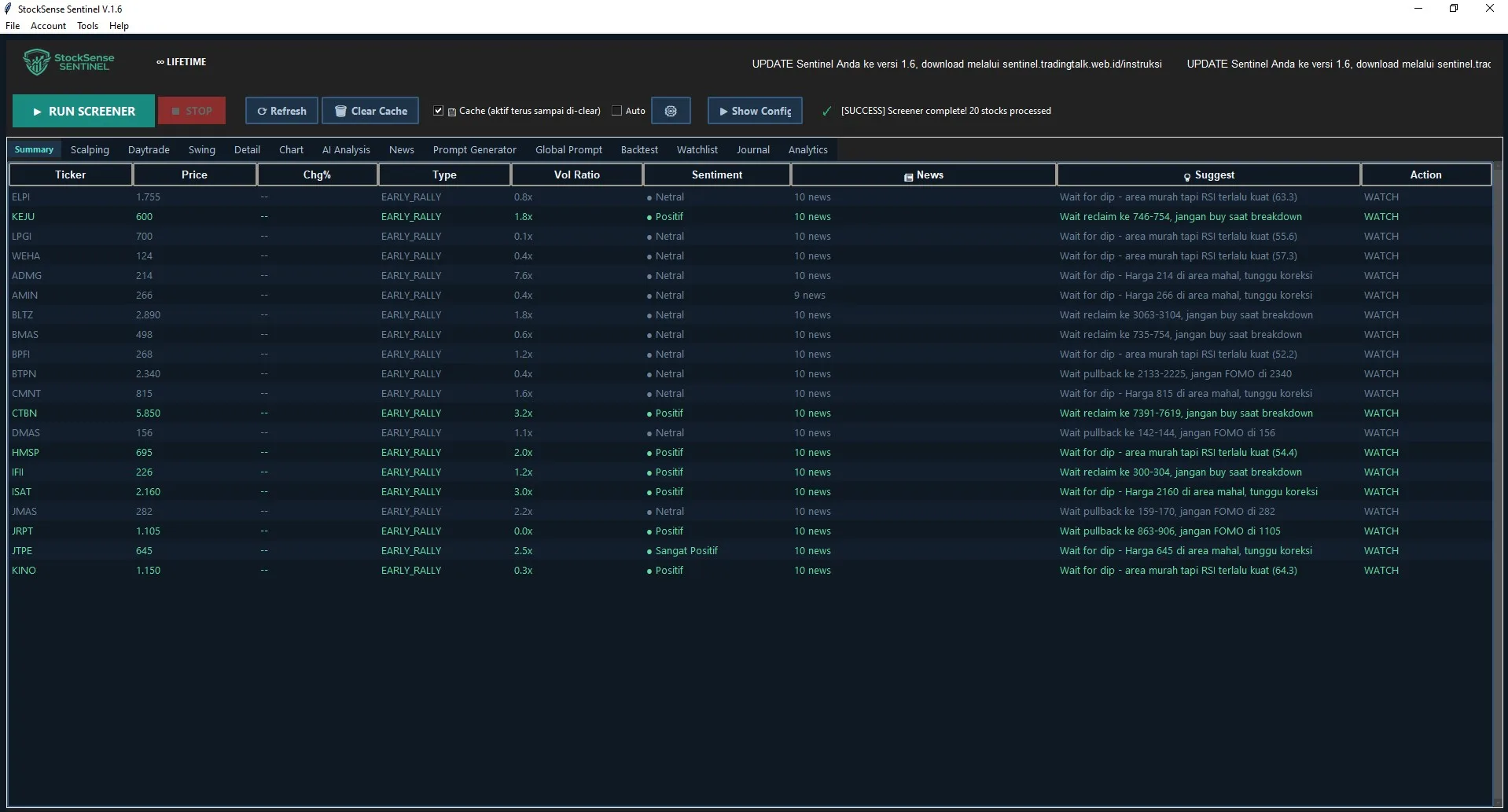 Sentinel — screener saham dengan banyak filter